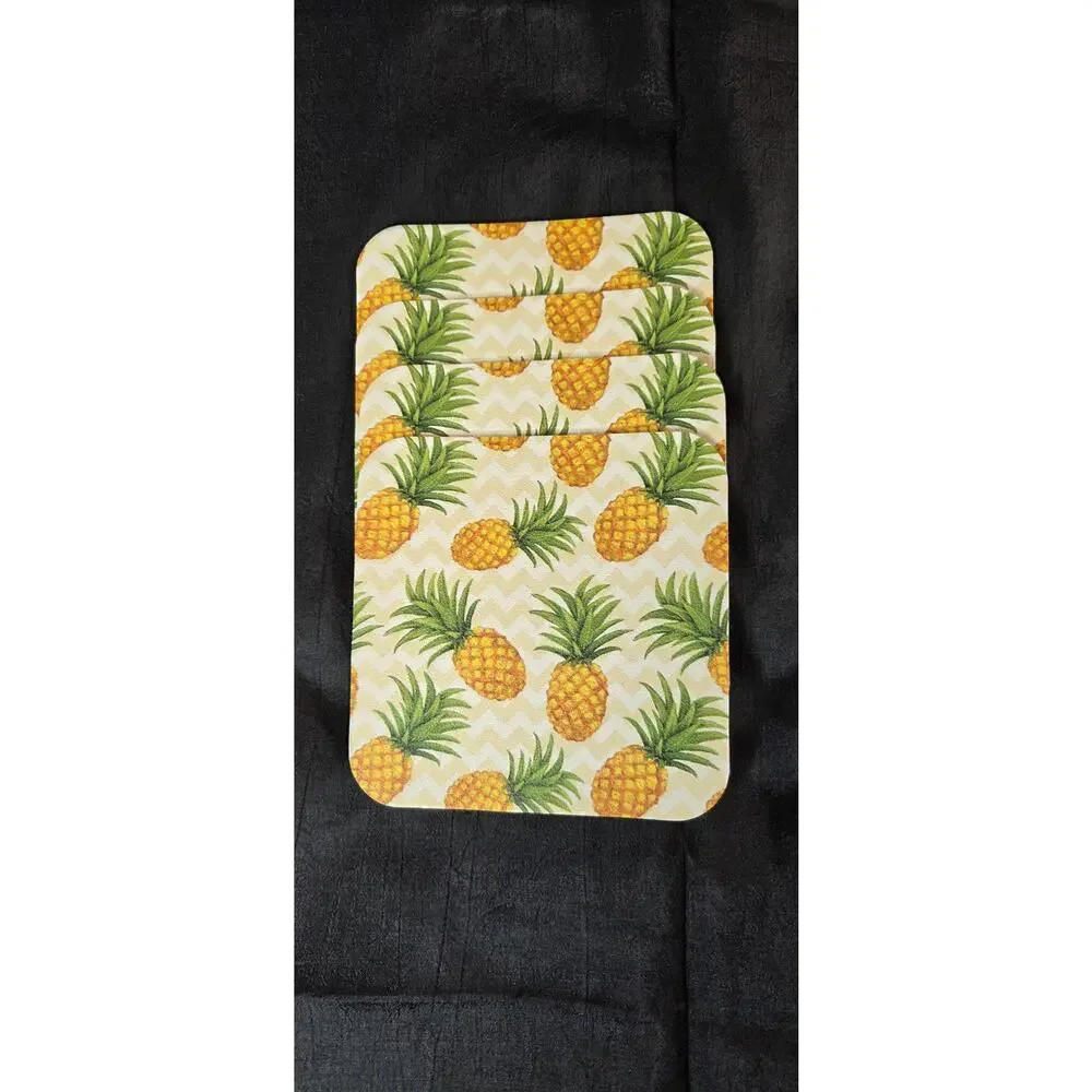 Set of 4 Vinyl Matching Pinedapple Placemats and Coasters
